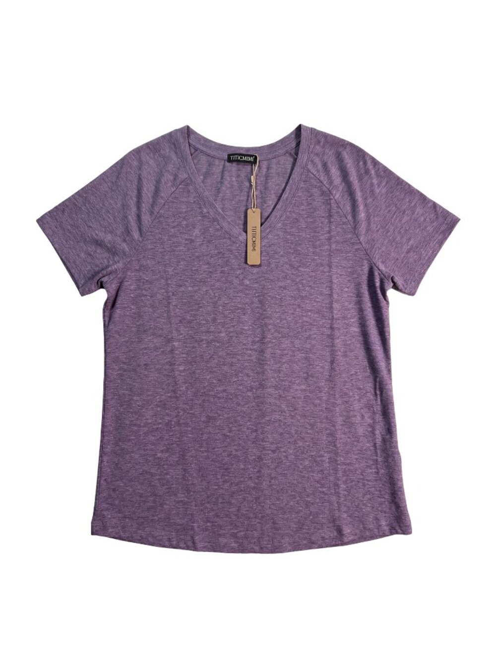 NWT | TICTICMIMI Purple Heathered V-Neck Raglan Sleeve Soft Comfort Tee | Large